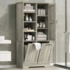 Rbied 31 in. W x 14 in. D x 68 in. H Wood Linen Cabinet Storage Cabinet with Tilt-Out Laundry and Adjustable Shelf - 2 of 4