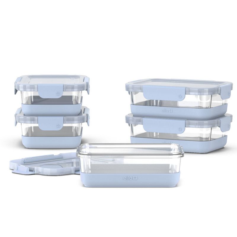 Ello 10pc Glass Meal Prep Food Storage Container Set Blue, 3 of 8