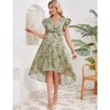 Coolmee Women's Maternity V Neck Ruffle Short Sleeve Wrap Dress Casual Flowy Nursing Breastfeeding Midi Dress with Belted - 2 of 4