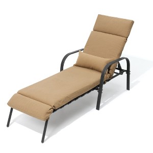 Pellebant Outdoor Recliner Adjustable Chaise Lounge Chair with Cushion & Pillow - 1 of 4
