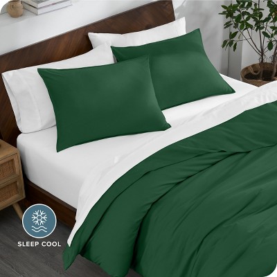 Twin/Twin XL Forest Green Organic Cotton Jersey Duvet Cover Set