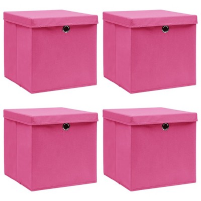vidaXL Storage Boxes with Lids 4 pcs Pink 12.6 in x12.6 in x12.6 in Fabric