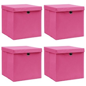 vidaXL Storage Boxes with Lids 4 pcs Pink 12.6 in x12.6 in x12.6 in Fabric - 1 of 4