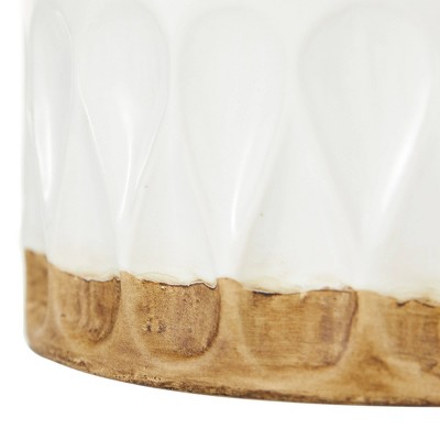White and Brown Geometric Porcelain Table Vase