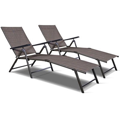 Tangkula 2PCS Chaise Lounge Adjustable Patio Poolside Recliner Chair Outdoor