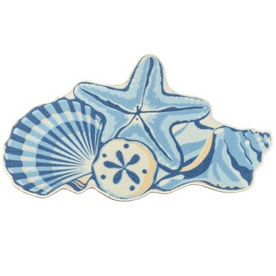Collections Etc Unique Seashells-Shaped Skid-Resistant Accent Rug