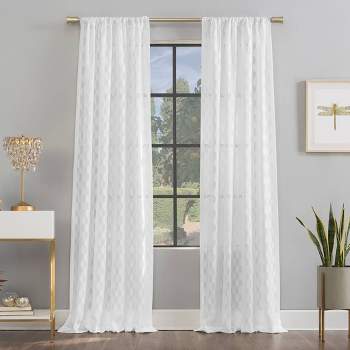 Verge Geometric Clipped Jacquard Light Filtering Rod Pocket Curtain Panel - Scott Living