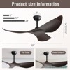 52" Ceiling Fan No Light Modern Ceiling Fan with Remote Control 3 Blades Ceiling Fan with Noiseless Reversible Dc Motor for Living room Bedroom - 4 of 4
