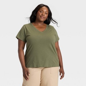 Women's Short Sleeve V-Neck T-Shirt - Ava & Viv™ - 1 of 3