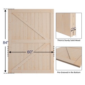 SMARTSTANDARD 84 in. Height K Shape Natural Wood Interior Barn Door (No Hardware Included) - 1 of 4