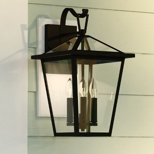 VAXCEL Derby Dusk to Dawn Matte Black Outdoor Wall Lantern Light Clear Glass Shade, LED Compatible - 1 of 4