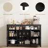 Farmhouse Wine Bar Cabinet, Rattan Coffee Bar with Adjustable Storage Shelves, Boho Liquor Sideboard with Wine Racks for Living Dining Room Kitchen - 4 of 4