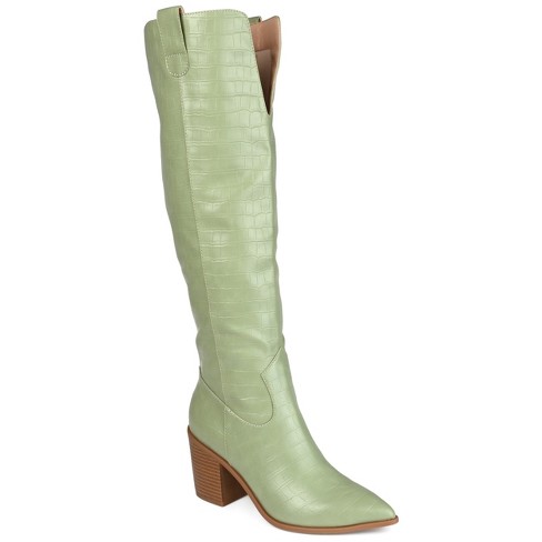 Knee high hot sale green boots