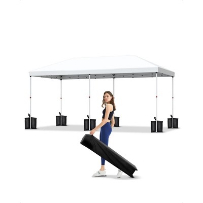 10x20 Instant Pop-Up Canopy - 1-Min Setup, UV Protection, Heavy Duty, 3 Height Adjustments w/6 Sandbags & Roller Bag for Camping, Beach, Parties