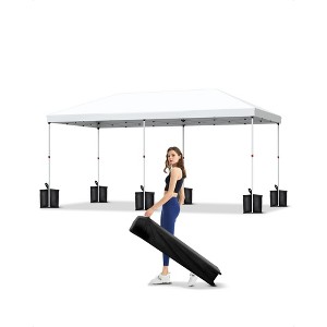 10x20 Instant Pop-Up Canopy - 1-Min Setup, UV Protection, Heavy Duty, 3 Height Adjustments w/6 Sandbags & Roller Bag for Camping, Beach, Parties - 1 of 4