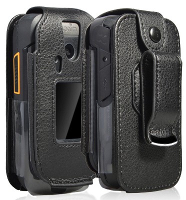 Nakedcellphone Vegan Leather Case with Belt Clip for Sonim XP3 (XP3800) - Black