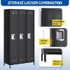 Garvee 3-Door Metal Lockers for Employees 72 Inch Tall Heavy-Duty Black Metal Office Storage Cabinet, Black - 4 of 4