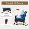 Tangkula 3 Piece Outdoor Rocking Set Rattan Rocker Chairs w/ Tempered Glass Coffee Table - 4 of 4