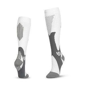 Medical Compression Socks for Men & Women (2 Pairs, White) – Knee High Support - 1 of 4
