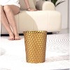 Aoibox Small Metal Trash Can with Honeycomb Design, Modern Farmhouse Round Wastebasket for Bathroom, Bedroom, Kitchen and Office in Gold - 3 of 4