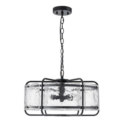 LLHZSY Lantern Clear Handmade Glass Ceiling Chandelier 17 9/10" Wide 4-Light Fixture-Black