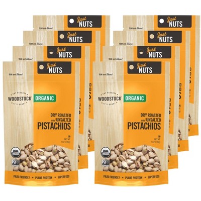 Woodstock Organic Dry Roasted and Unsalted Pistachios - Case of 8/7 oz