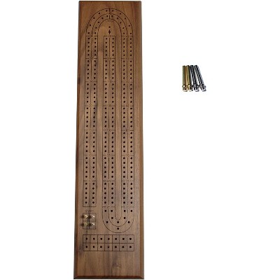 WE Games Classic Cribbage Set - Solid Wood Continuous 2 Track Board with Metal Pegs