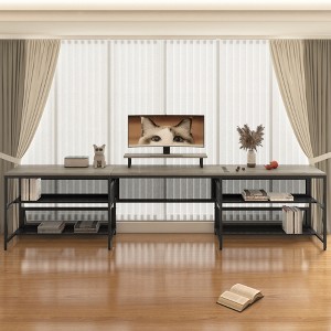 Hooseng U-Shaped Gaming Desk, Computer Desk with Power Outlets, RGB Lights and Storage Shelves, Workstation Desk with Monitor Stand & Cable Management - 1 of 4