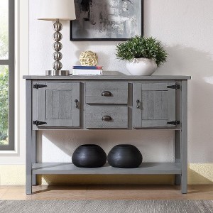 XIYUYEU 48'' Solid Wood Console Table, Retro Style with 2 Drawers, Cabinets and Bottom Shelf - 1 of 4