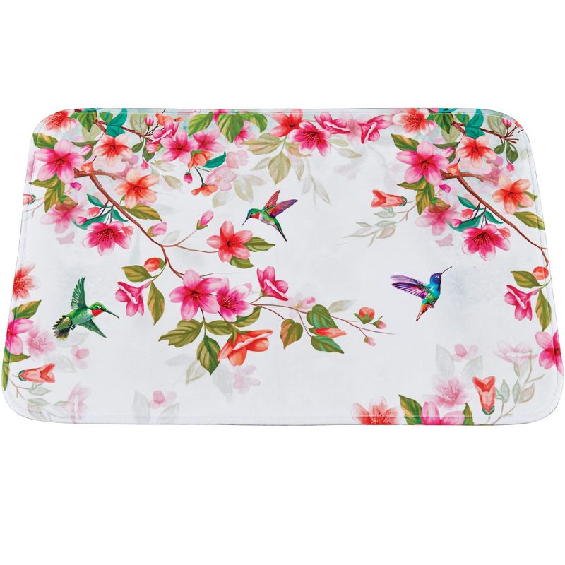 Collections Etc Vibrant Hummingbird Floral Cushioned Skid-Resistant Bath Mat 20X30, 1 of 3