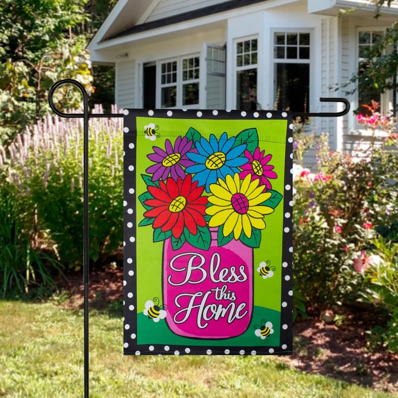 Northlight Bless this Home Bouquet with Vase Outdoor Garden Flag 12.5" x 18", 3 of 5