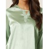 cheibear Womens Satin Sleepwear Lounge with Pants Nightwear 3/4 Sleeves Pajama Set - 4 of 4
