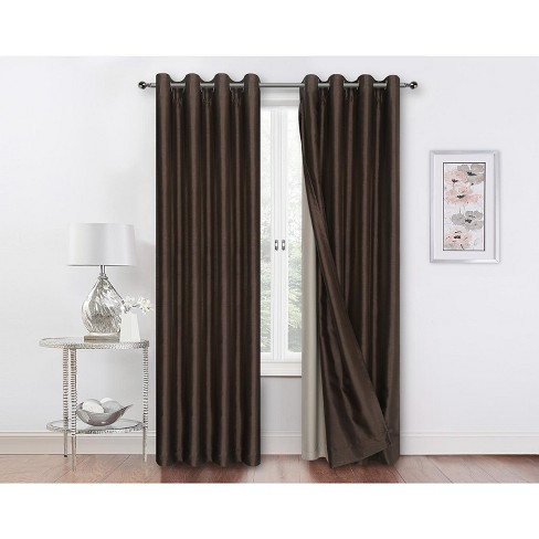 2 Pack Double Layered 100 Blackout Window Curtains Brown Linen 90in Target