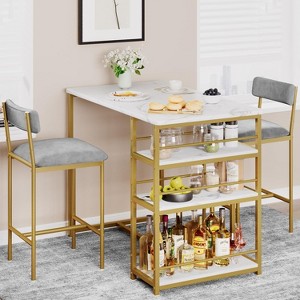 Kitchen Table Set, Dining Table and Chairs for 2, 3 Piece Dining Room Table Set with 2 Upholstered Chairs - 1 of 4