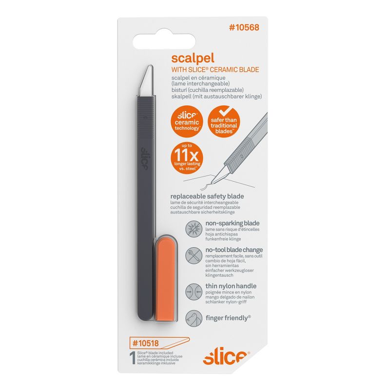 Slice 10568 Ceramic Scalpel | Thin Flat Handle, Replaceable Blade, Safety Cap | Finger Friendly Ceramic Safety Knife Blade, 6 of 7