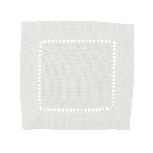 Hemstitched Dinner Napkins White (set Of 4) : Target