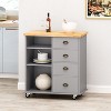 NicBex Mobile Kitchen Island Cart Morden Kitchen Carts on Wheels with Storage, 1 Cabinets Door, 2 Drawers and 3 Shlves for Dining Rooms - image 3 of 4