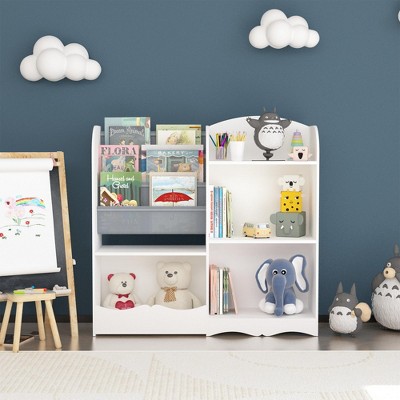 LOVSON Children's bookshelves and toy storage shelves, fabric baby bookshelves, suitable for children's rooms and bedrooms
