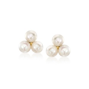 Pure Collection by Ross-Simons 4-4.5mm Cultured Pearl Trio Earrings in 14kt Yellow Gold - 1 of 4