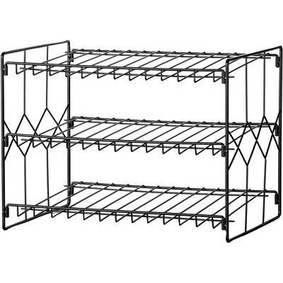 Black Steel 3-Tier Can Storage Organizer Rack