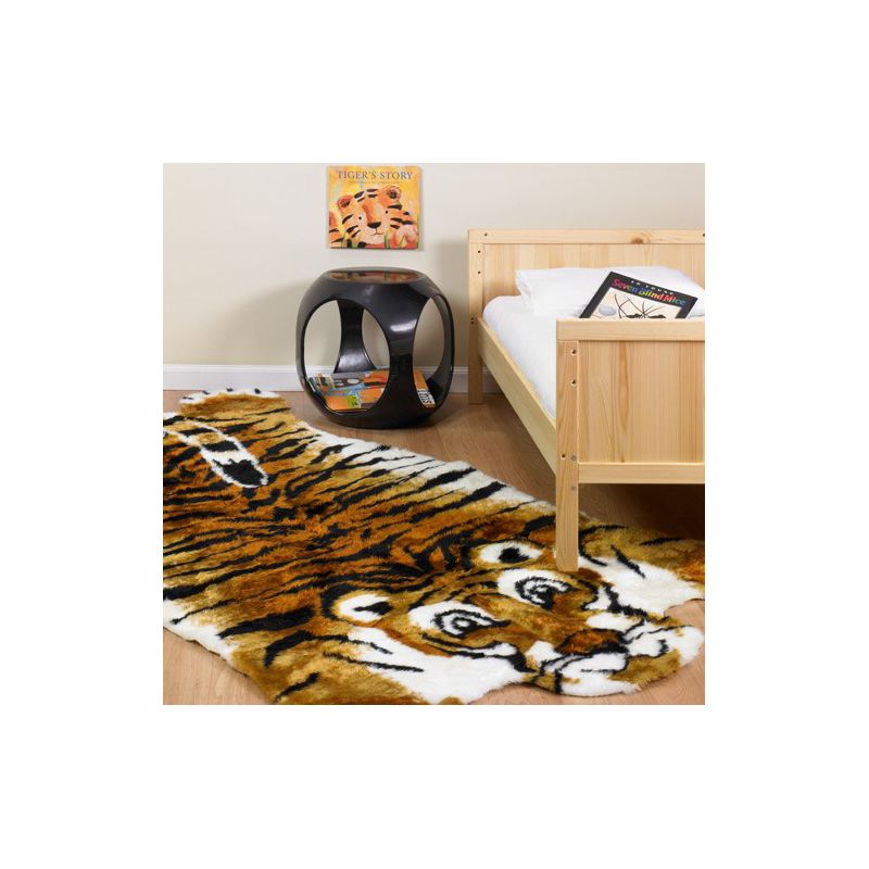Walk on Me Faux Fur Super Soft Kids Tiger Rug Tufted With Non-slip Backing Area Rug, 2 of 5