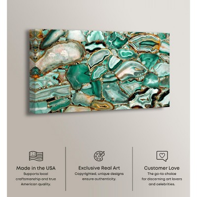 Emerald Green Abstract Agate Canvas Wall Art, 45" x 30"