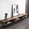 POVISON 63'' Minimalist Floating TV Stand, Modern Wall-Mounted Entertainment Center with 3 Drawers, Walnut Veneer & Black Media Console - 3 of 4