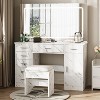 Vanity Desk, Makeup Vanity with 7 Drawers, 3 Light Mode and Brightness Adjusted, Dressing Table with Hairdryer Holder for Bedroom - 2 of 4