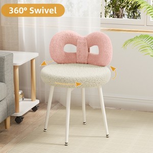 Swivel Vanity Chair with Back, Makeup Chair, Desk Chair for Girl with Cute Bow Backrestst - 1 of 4