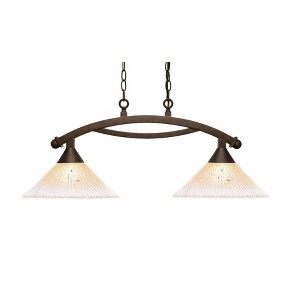 Toltec Lighting Bow 2 - Light Island Pendant Light in  Bronze with 12" Amber Crystal Shade - 1 of 1