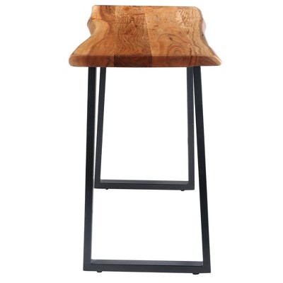 Industrial Black Acacia Wood Live Edge Desk with Metal Legs