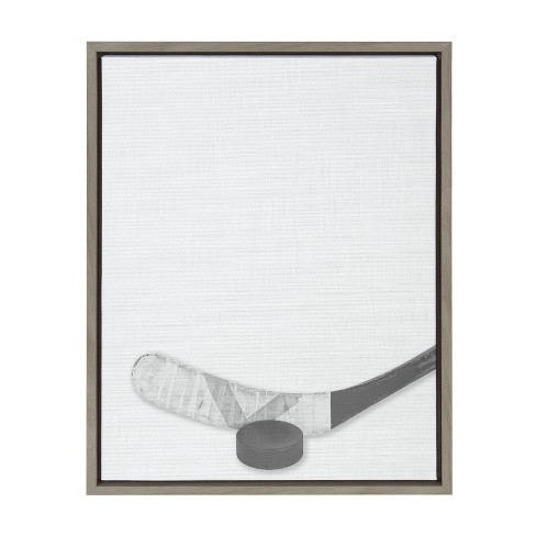  18" x 24" Sylvie Hockey Stick and Puck Framed Canvas - DesignOvation - image 1 of 4