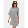 EXLURA Women's 2025 Summer Oversized Short Sleeve T Shirt Dress Casual Crew Neck Striped Tops Loose Sundress with Pockets - 3 of 4
