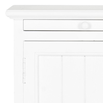 Transitional White Wood End Table with Storage and Pull-Out Tray